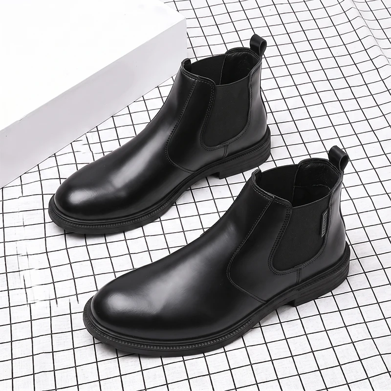 Men'S Shoes Hey Dude - Męskie skórzane botki Chelsea, model slip-on,