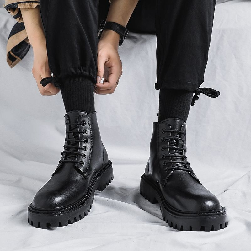 Men'S Shoes With Height Increase - Męskie wysokie skórzane buty w stylu